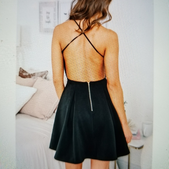 NEW Little Black Dress . Open back . Lace Crochet - Picture 3 of 5